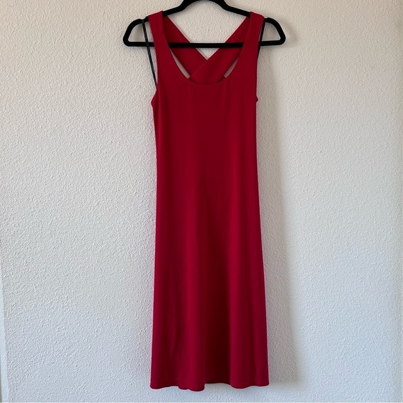 Calvin Klein Women’s Dress 2 Halter Neck Low Back Red Stretchy Date Party Summer - Picture 1 of 11